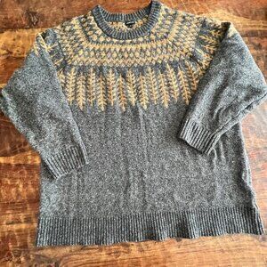 Torrid Gray & Gold Sweater With Fair Isle Pattern Sz 4